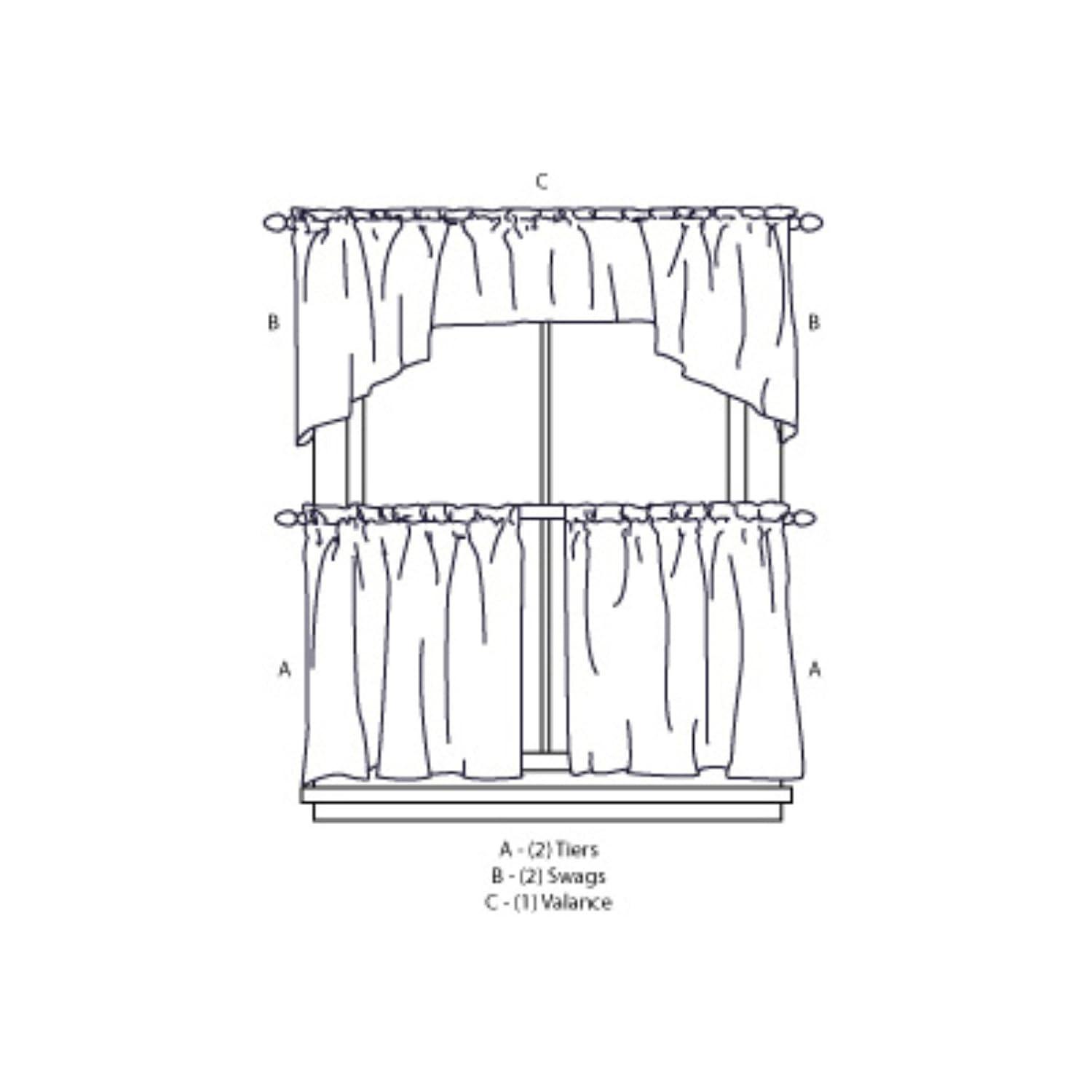 CHF & You Birds Tailored Tiered Curtains, 1 Piece, Cotton, Brown, Polyester, Adult
