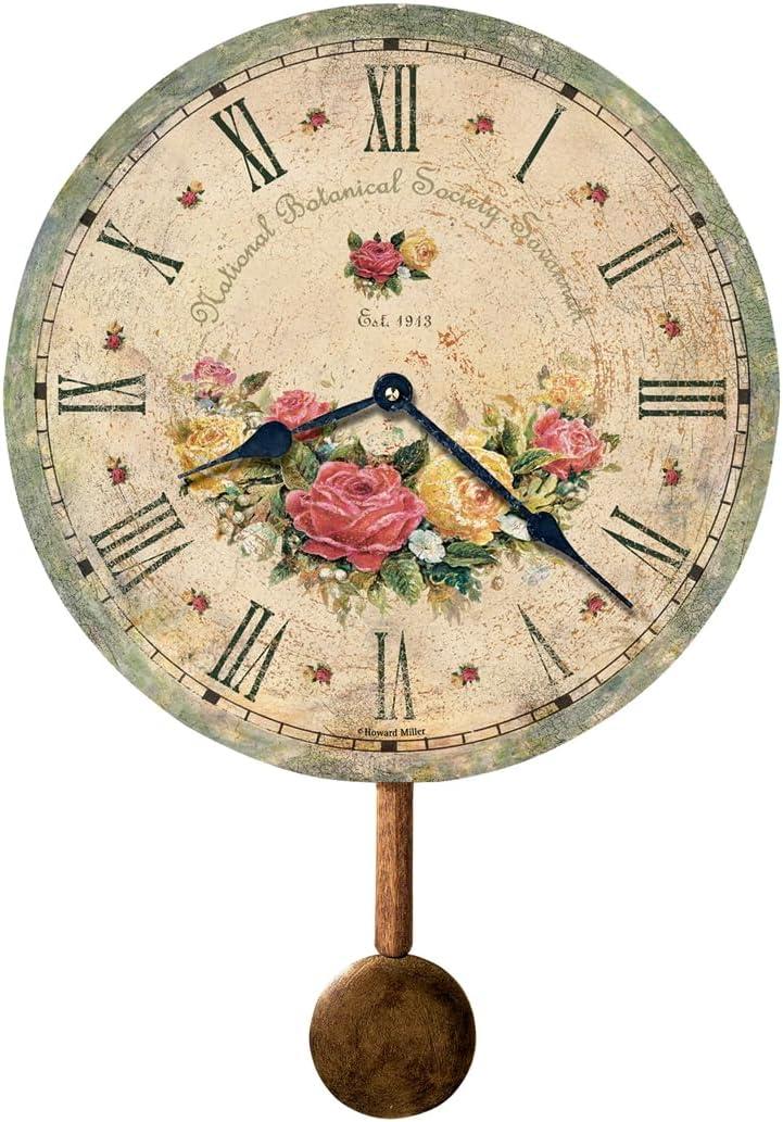 Savannah Botanical Society Antique Brown Wall Clock with Pendulum