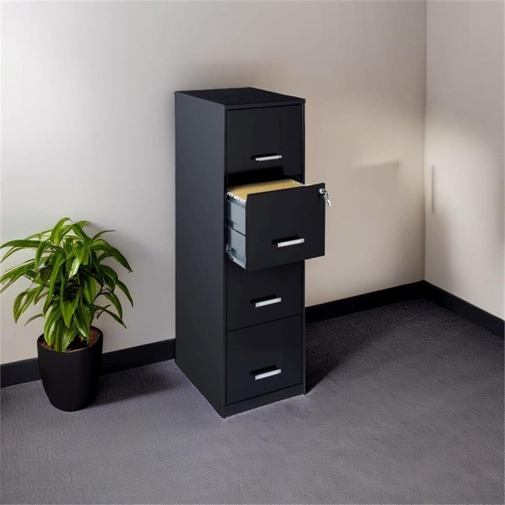 Scranton & Co 18" 4 Drawer Metal Letter File Cabinet in Black