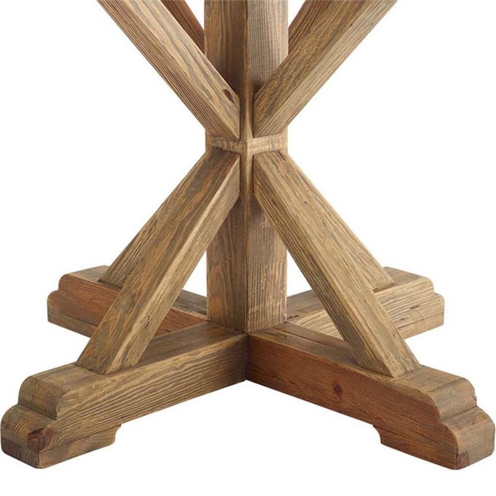 Modway Stitch 59" Round Pine Wood Dining Table in Brown