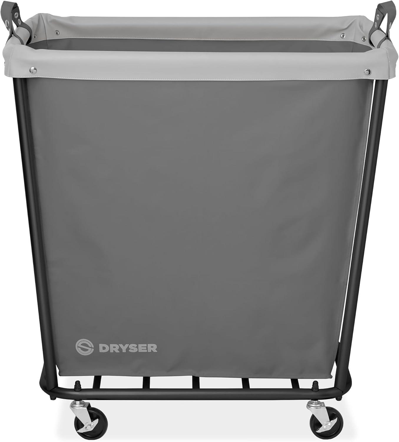 Gray Heavy-Duty Steel Frame Rolling Laundry Hamper with Canvas Bin