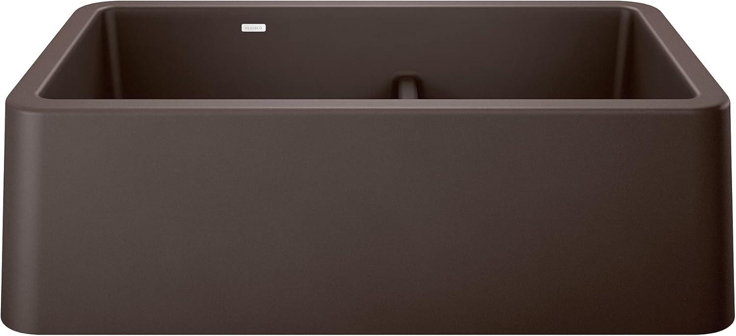 BLANCO, Café Brown 402323 IKON SILGRANIT 60/40 Double Bowl Apron-Front Farmhouse Kitchen Sink, 33" X 19"