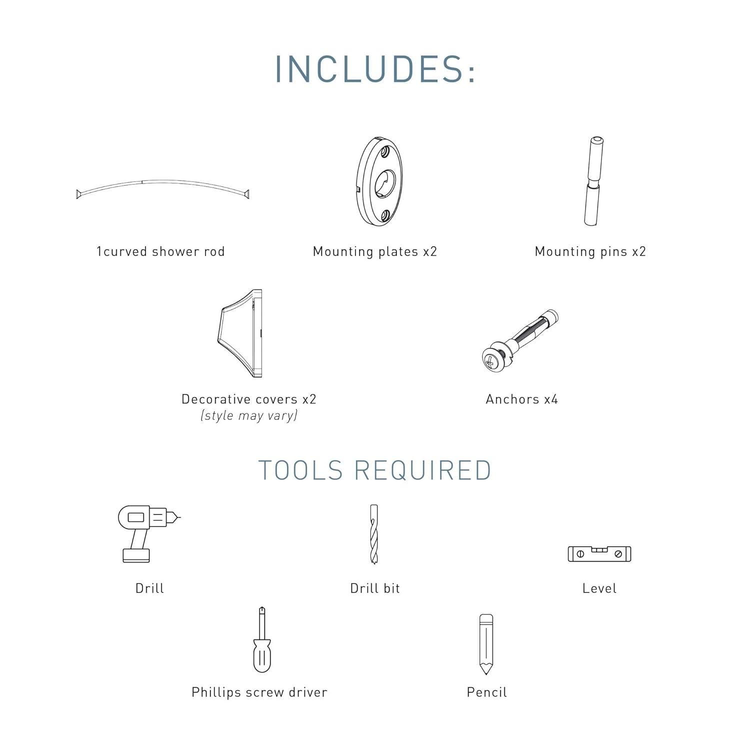 TRIVA Curved Fixed Shower Curtain Rod