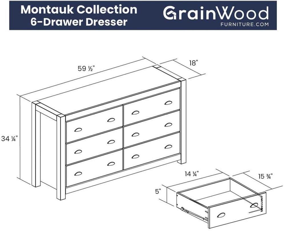 Montauk Double Driftwood Dark Wood Farmhouse Dresser with Extra Deep Drawer