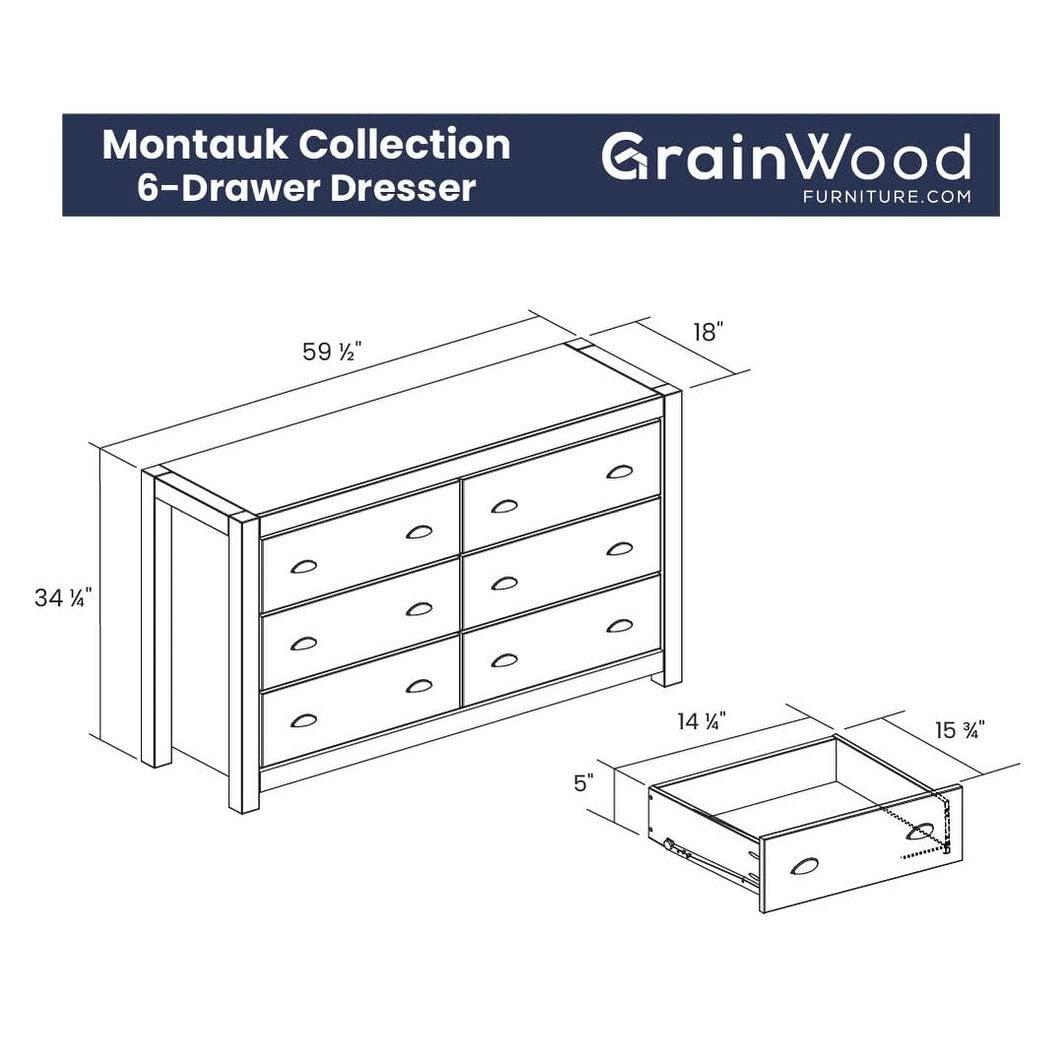 Montauk Solid Wood 59.5'' W 6 - Drawer Dresser