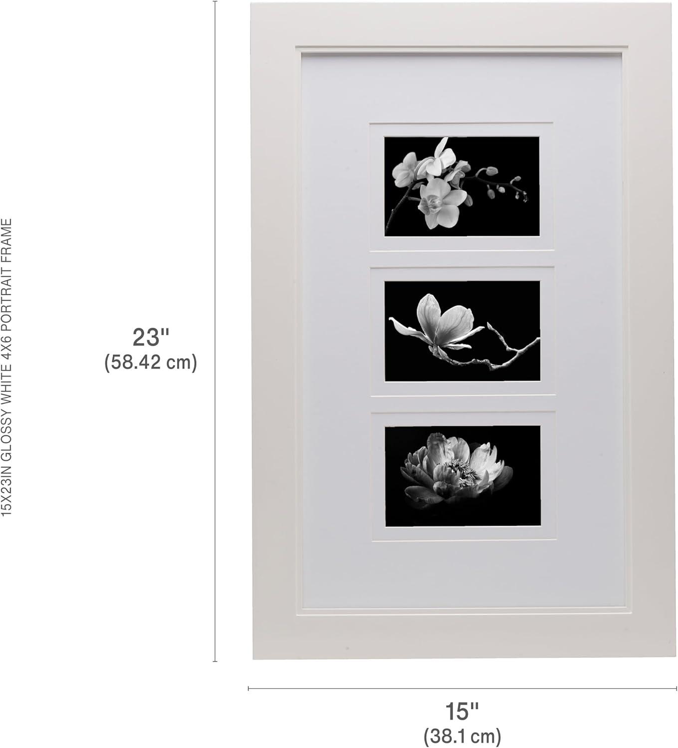 Glossy White Wood Collage Wall Frame for 3 Photos