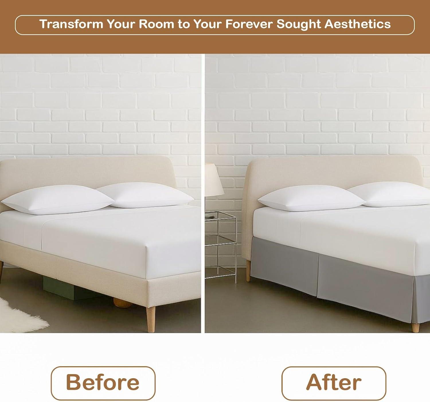 Swift Home | Basics Pleated Microfiber Bed Skirt 14-inch Drop Light Gray King