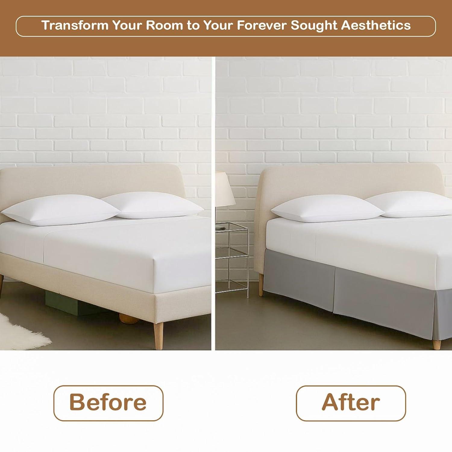 Swift Home | Basics Pleated Microfiber Bed Skirt 14-inch Drop Light Gray King