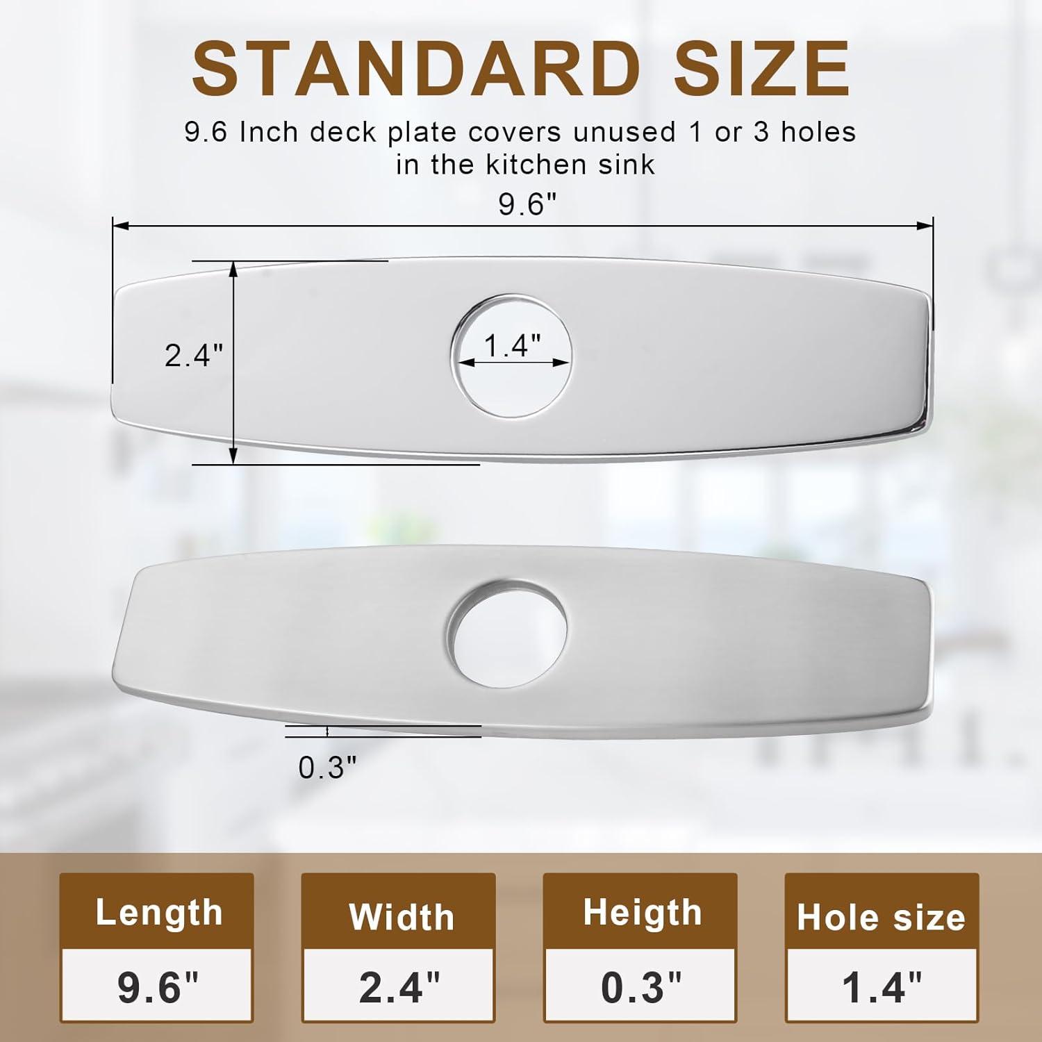 Single Hole Faucet Sink Base Stainless Steel Faucet Decorative Plate Tap Cover Deck Plate Faucet Plate Hole Cover Bathroom Faucet Escutcheon Plate Faucet Deck Plate 10INCH BRUSHED NICKEL