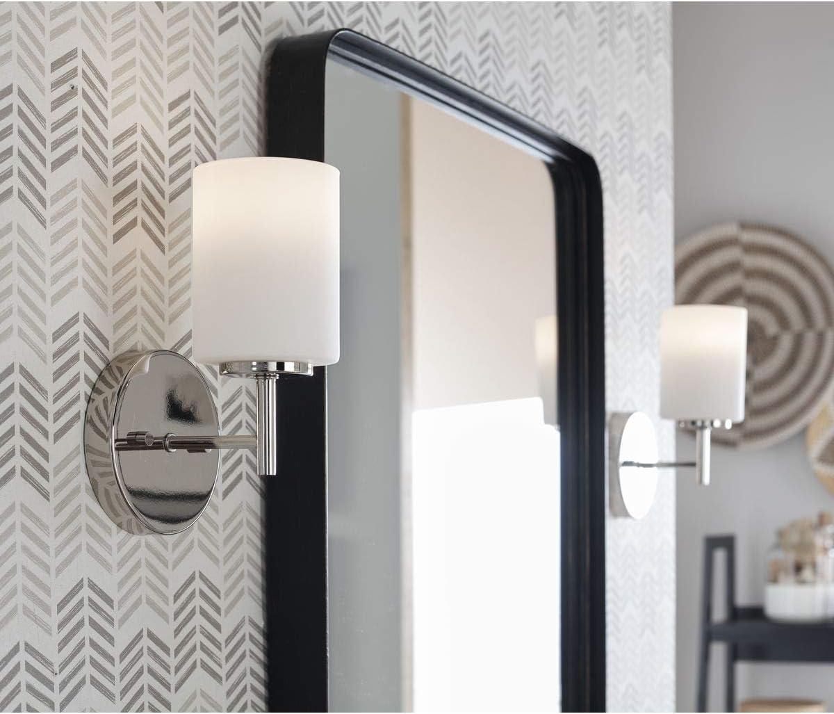 Progress Lighting Replay Collection 9.75" 1 Light Polished Nickel Etched Glass Bath Vanity Light