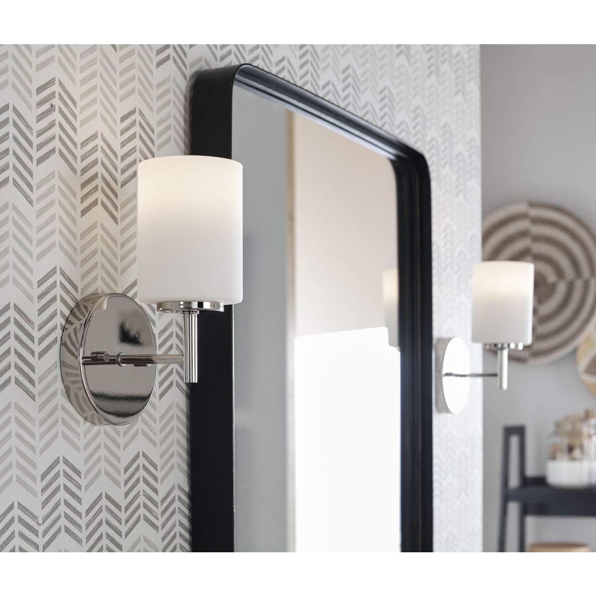 Progress Lighting Replay 1-Light Bath & Vanity Wall Light, Polished Nickel, Porcelain Shade