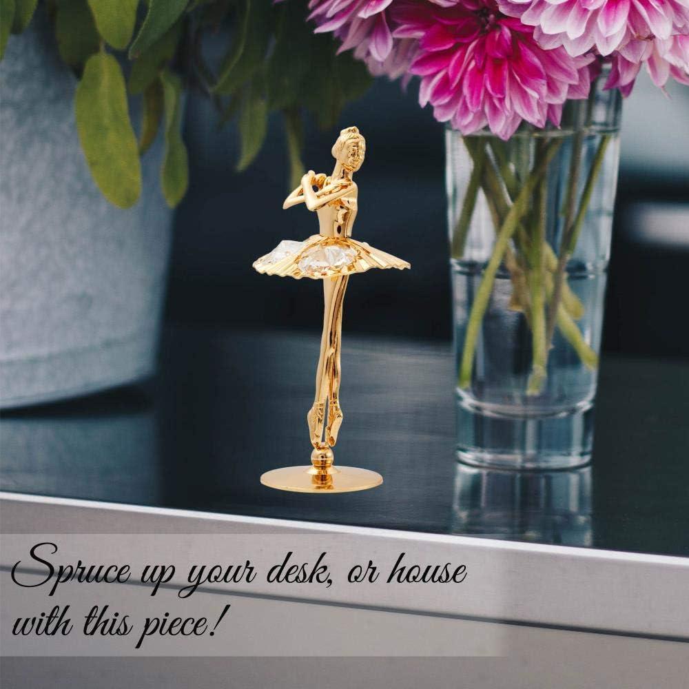 Matashi 24K Gold Plated Ballerina Figurine with Arms Crossed - Crystal Studded Tabletop Decoration Thoughtful Gift for Mom, Wife, or Girlfriend on Christmas, Valentine’s & Mother’s Day