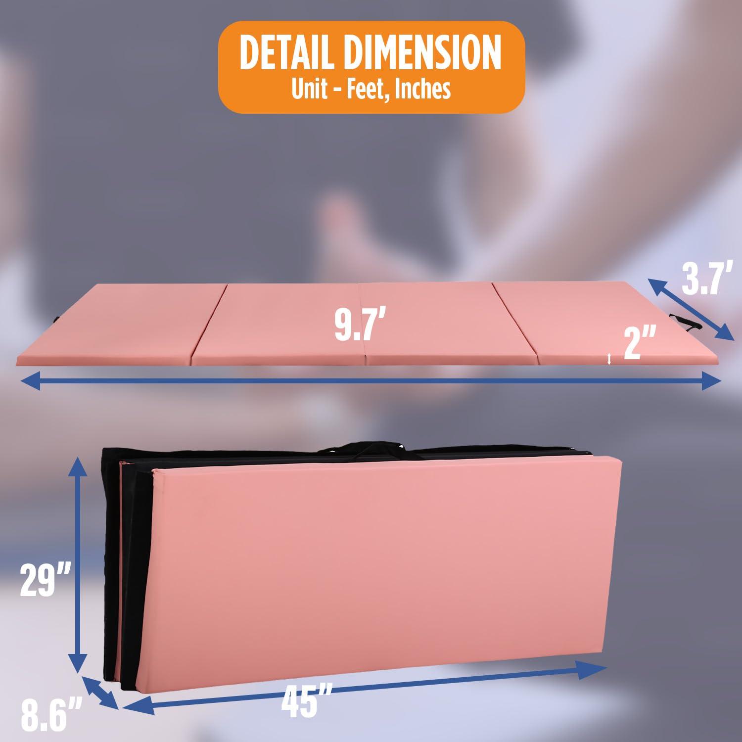 PayLessHere Gymnastics Mat - Folding Gymnastic Mat for Tumbling, Stretching, Yoga & Arts - Thick PU Leather - Indoor/Outdoor