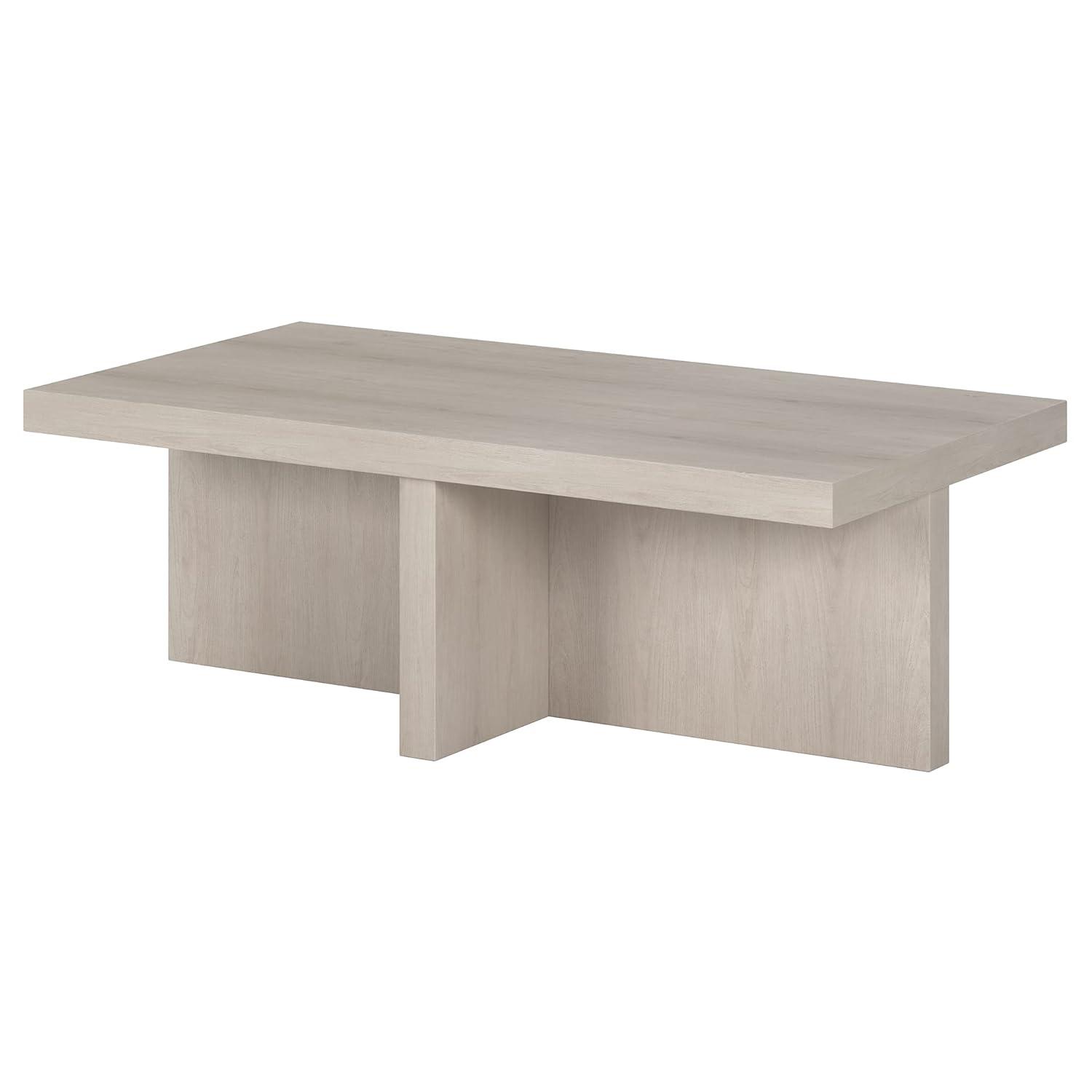 Evelyn&Zoe Contemporary High-Quality Rectangular Medium Density Fiberboard Coffee Table, Alder White