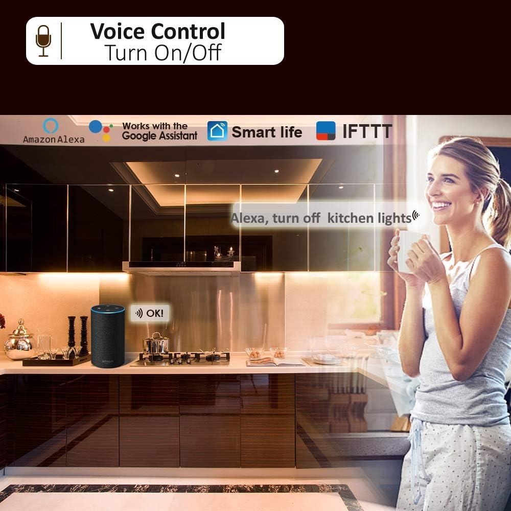 Smart Under Cabinet Lighting Kit with App and Voice Control, 6 Light Bars