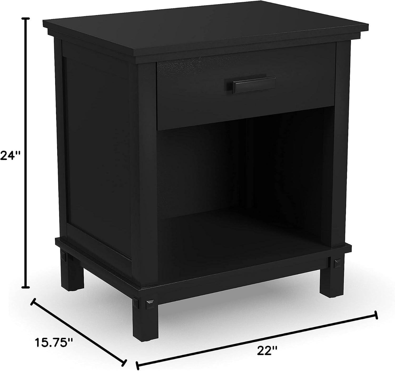 Homestyles Oak Park 1-Drawer Traditional Wood Closed Nightstand in Black