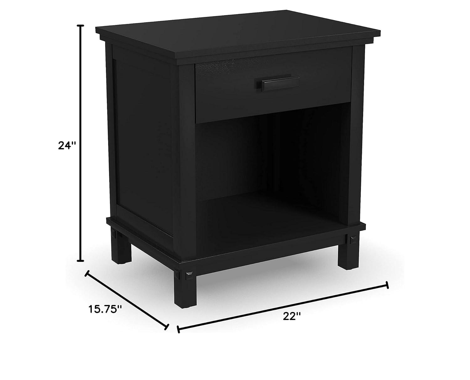 Homestyles Oak Park 1-Drawer Traditional Wood Closed Nightstand in Black