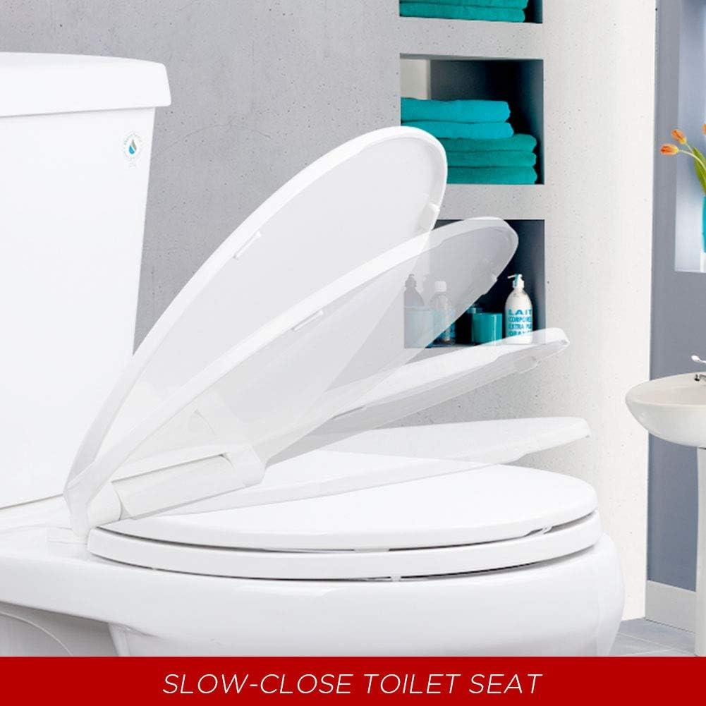 White Plastic Round Slow Close Toilet Seat with Lid