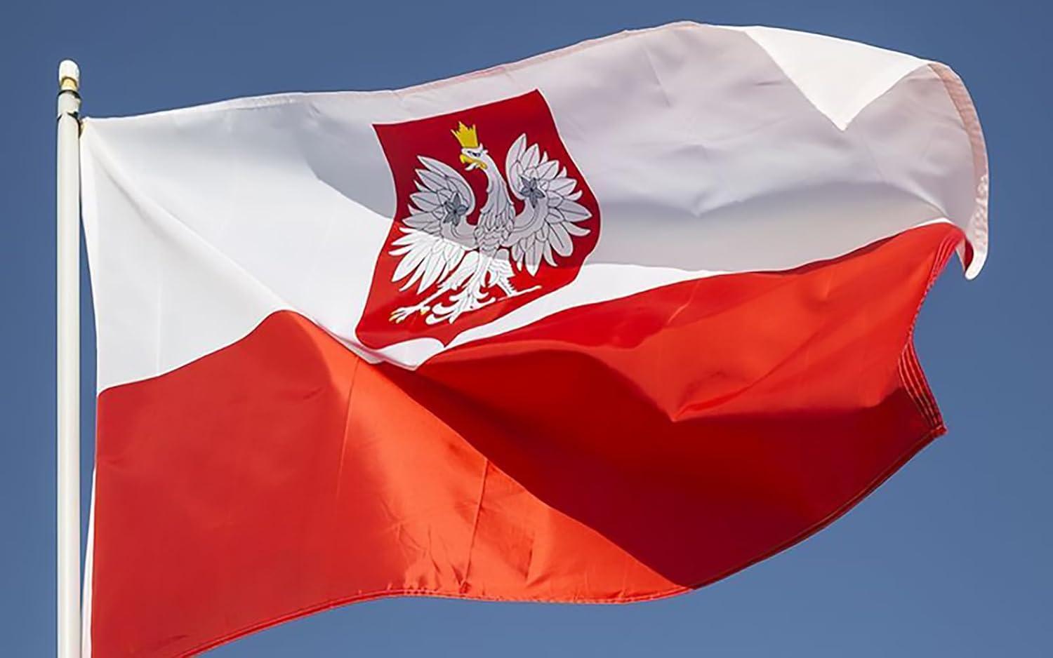 3x5 FT Poland Polish Polska Eagle Flag Made with Printed Nylon Flag Ships Fast