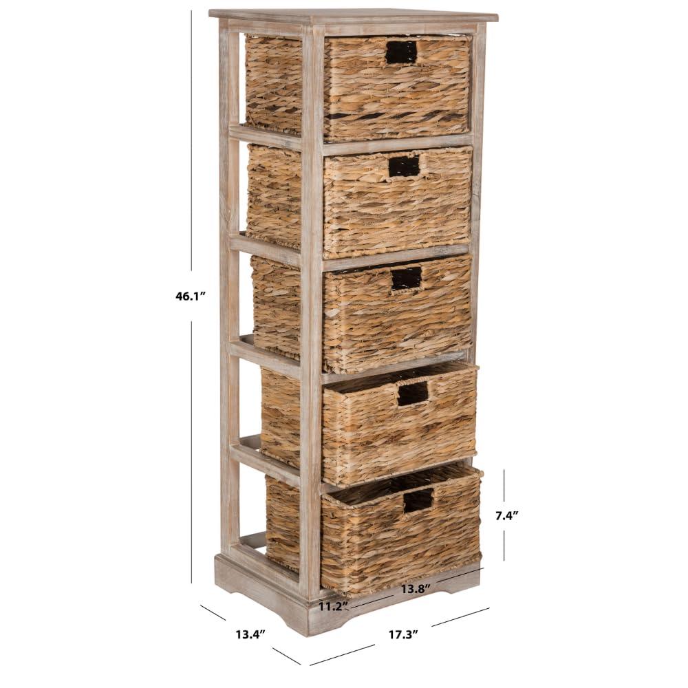Vedette 5 Wicker Basket Storage Tower - AMH5739 - White Wash - Safavieh Couture