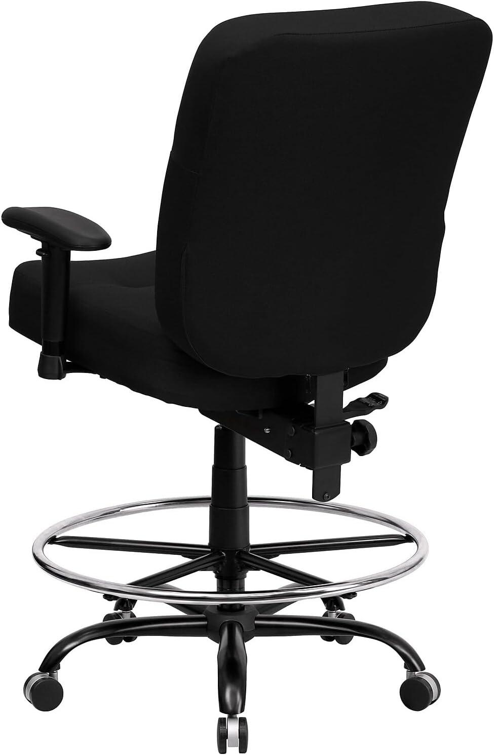 BizChair Big & Tall 400 lb. Rated Black LeatherSoft Ergonomic Drafting Chair with Adjustable Arms