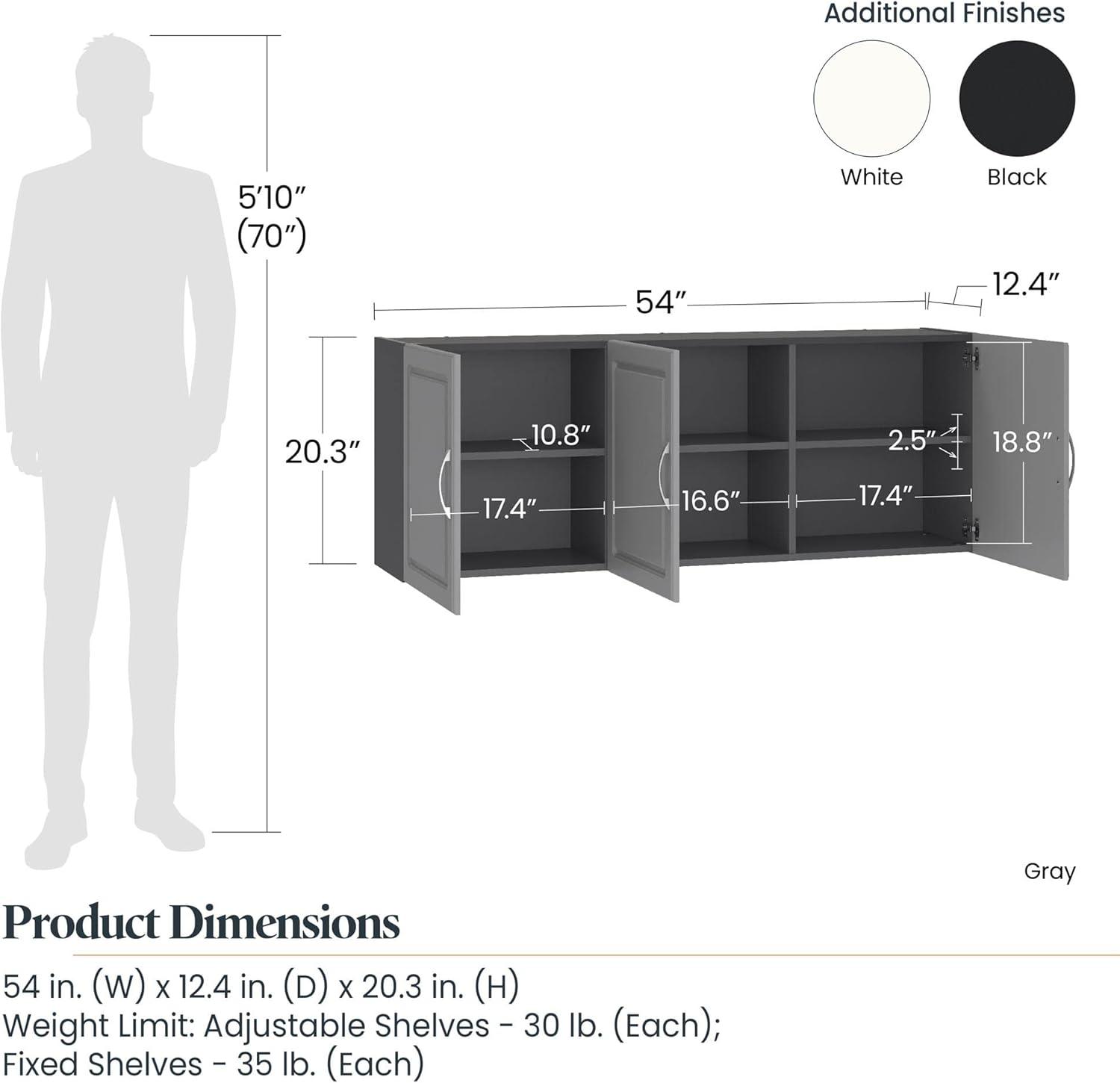 Kendall 54" Wall Cabinet, Graphite Gray/Light Gray