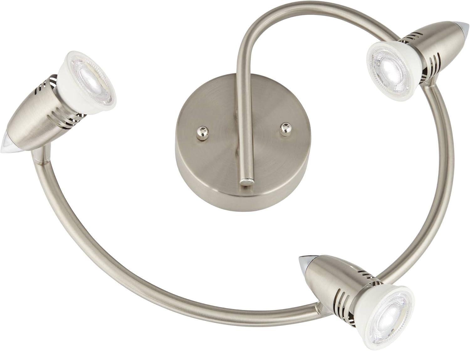 Silver Brushed Nickel 3-Head LED Ceiling Track Light