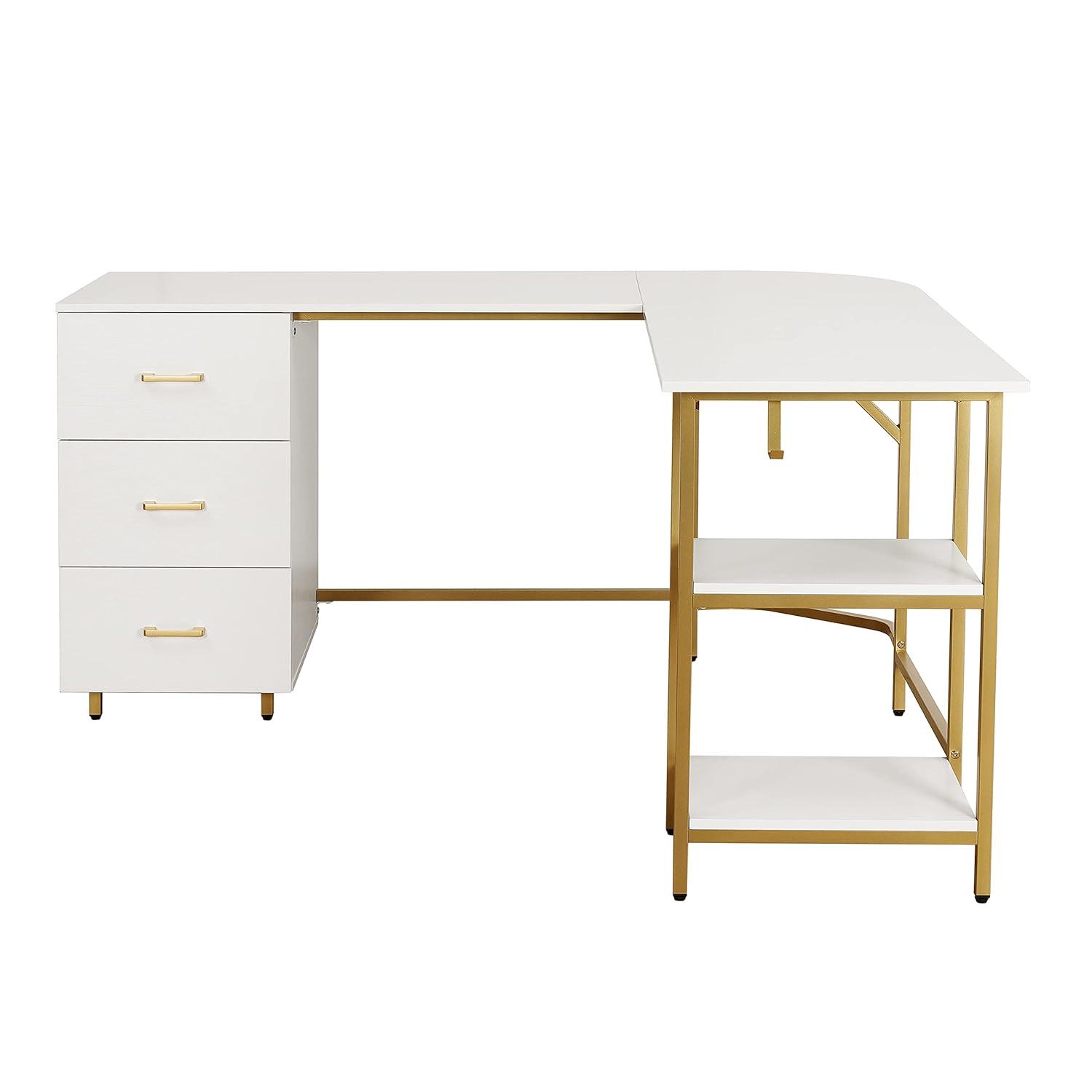 17 Stories Techni Mobili L-Shape Home Office Two-Tone Desk With Storage