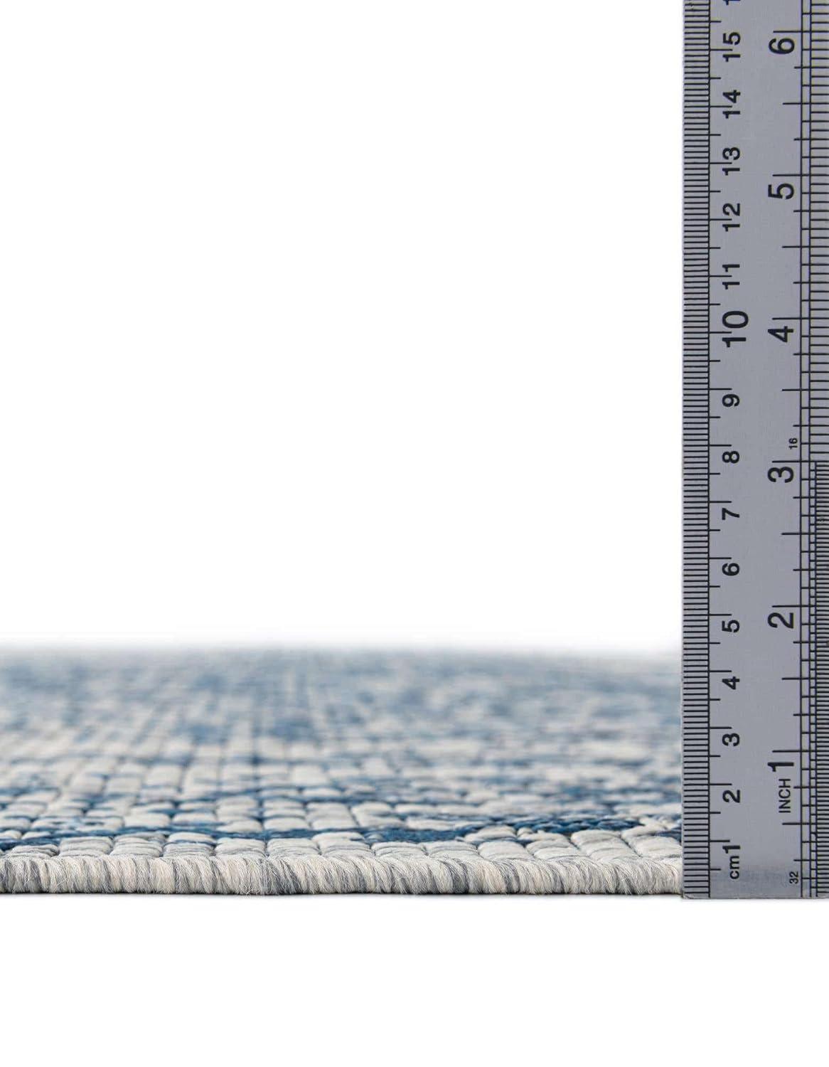 Unique Loom 5' 3 x 5' 3 Square Indoor/Outdoor Traditional Blue Area Rug