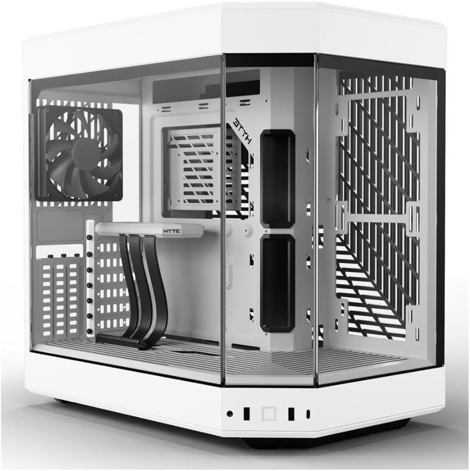HYTE Y60 Modern Aesthetic Dual Chamber Panoramic Tempered Glass Mid-Tower ATX Computer Gaming Case with PCIe 4.0 Riser Cable Included, Snow White