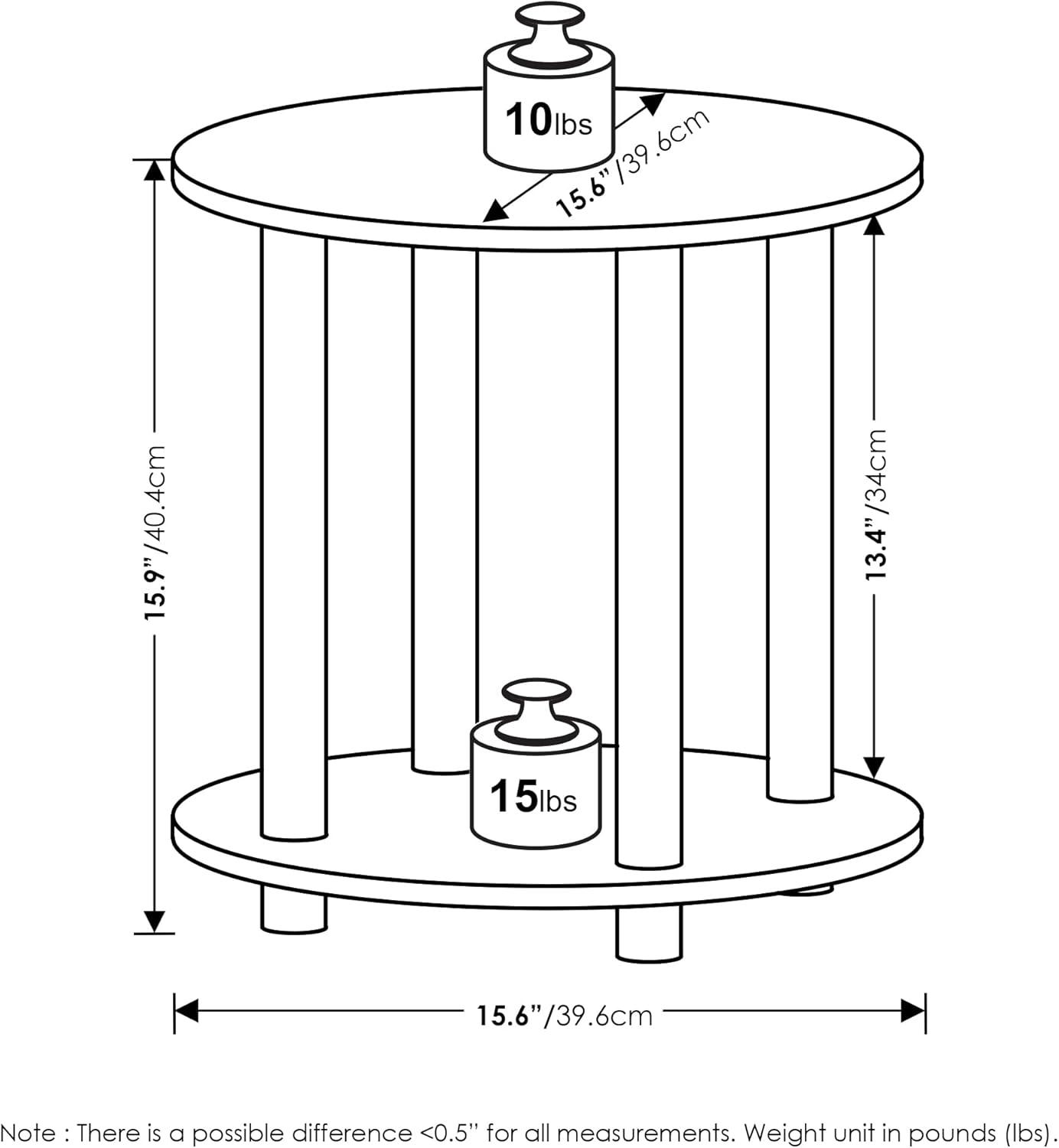 Furinno Turn-N-Tube 2-Tier Round Wooden End Table, Amber Pine