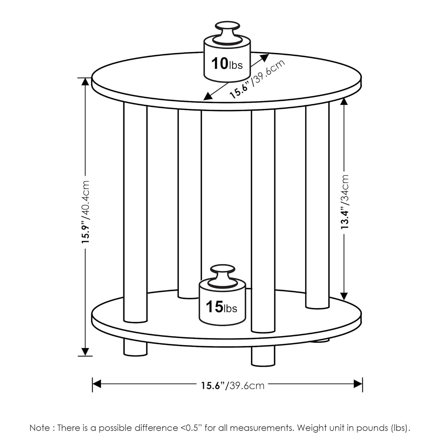Furinno Turn-N-Tube 2-Tier Round Wooden End Table, Amber Pine