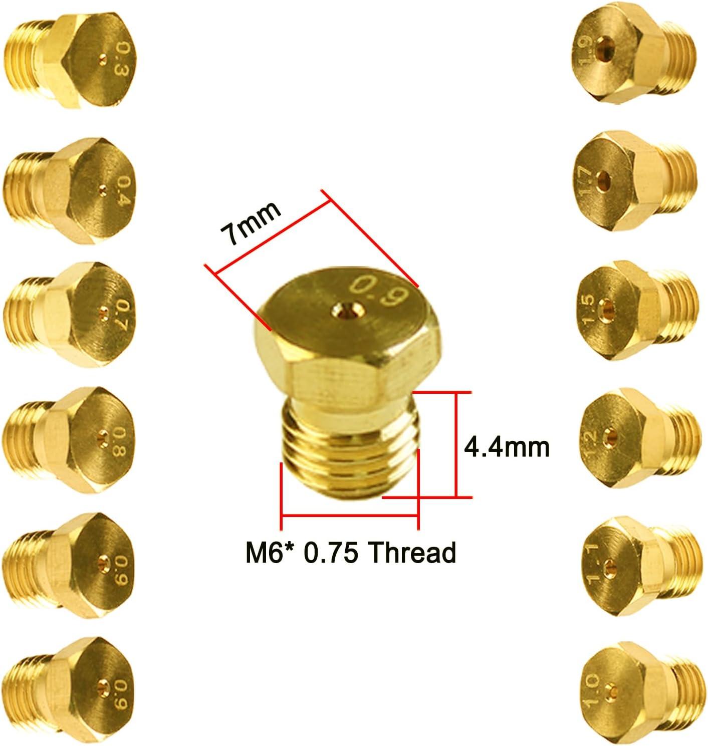 36Pcs Range Stove Oven Orifice Conversion Kit, Propane Lp Natural Gas Brass Jet Burner Nozzle Replacement Parts M6x0.75 mm Gas Spray Tip 0.3/0.4/0/7/0.8/0.9/1.0/1.1/1.2/1.5/1.7/1.9mm