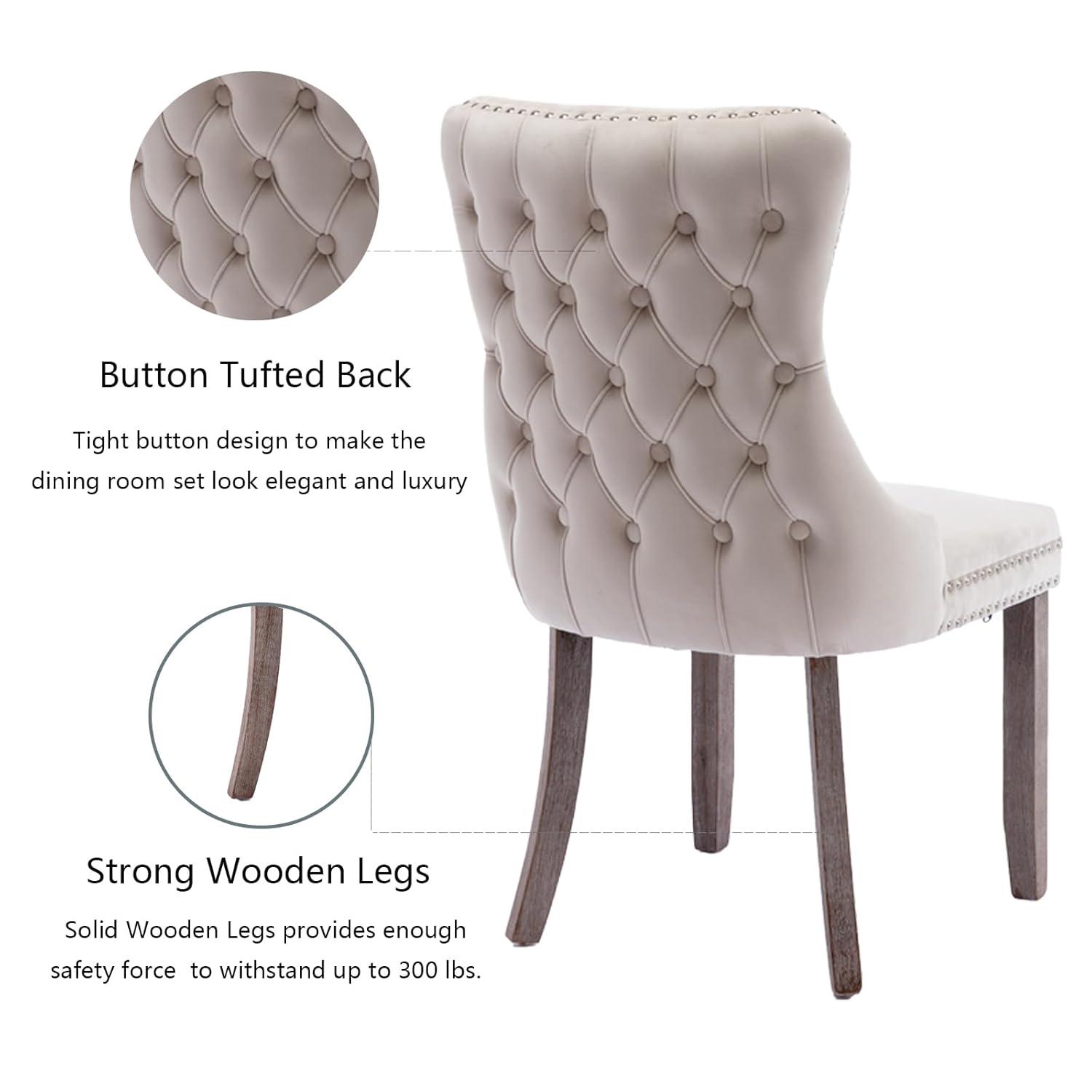 Velvet Upholstered Wing Back Dining Chair (Set of 6)