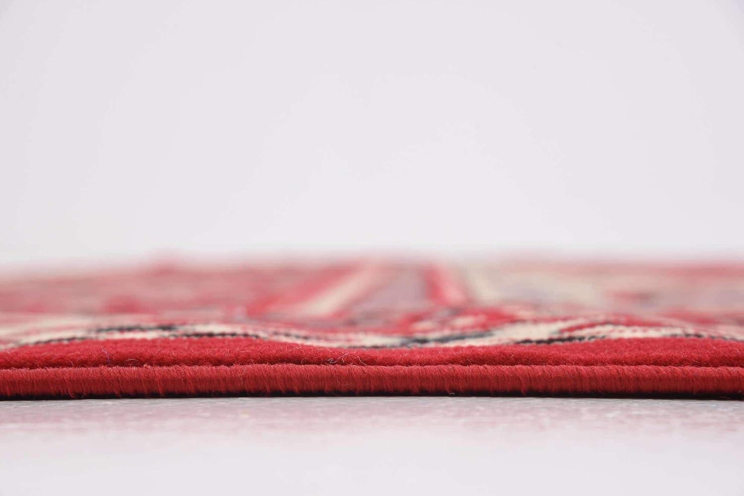 Elegant Medallion 9' x 12' Synthetic Area Rug in Red, Black, and Cream