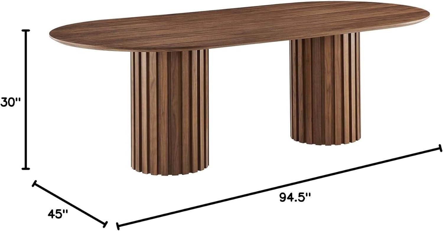Oval Wooden Dining Table, Modern Walnut Wood Table, 95" Long