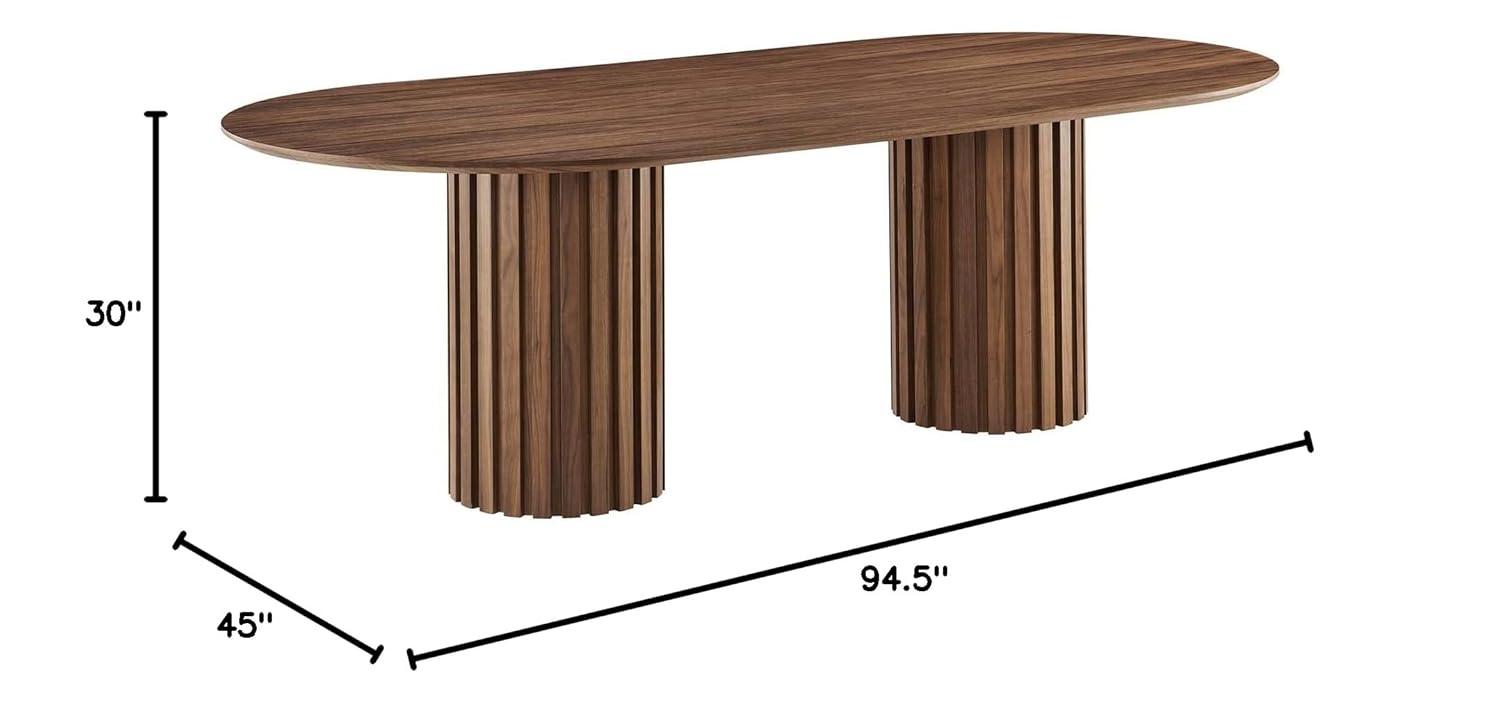 Oval Wooden Dining Table, Modern Walnut Wood Table, 95" Long