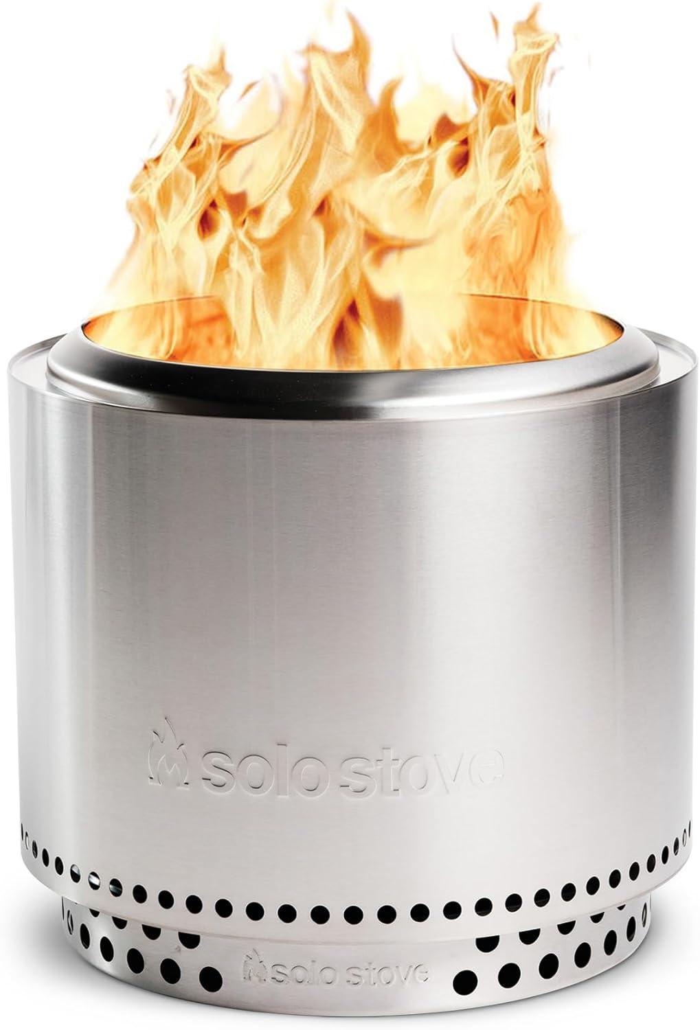 Solo Stove Bonfire 2.0 with Stand, Smokeless Fire Pit | Wood Burning Fireplaces W/ Removable Ash Pan, Portable Outdoor Firepit - for Camping, Stainless Steel, H: 16.75 in x Dia: 19.5 in, 25.1 lbs