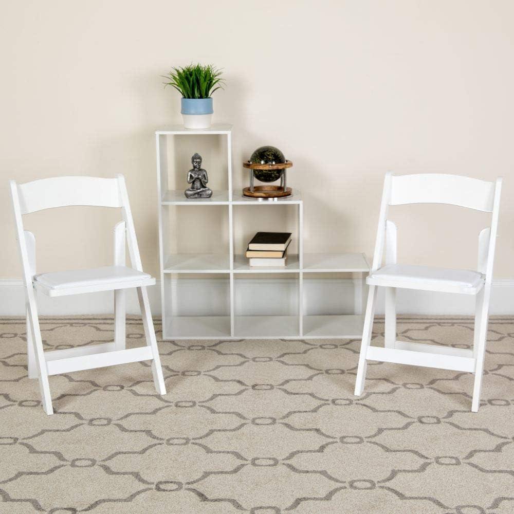 Elegant White Beechwood Folding Chair with Detachable Cushion