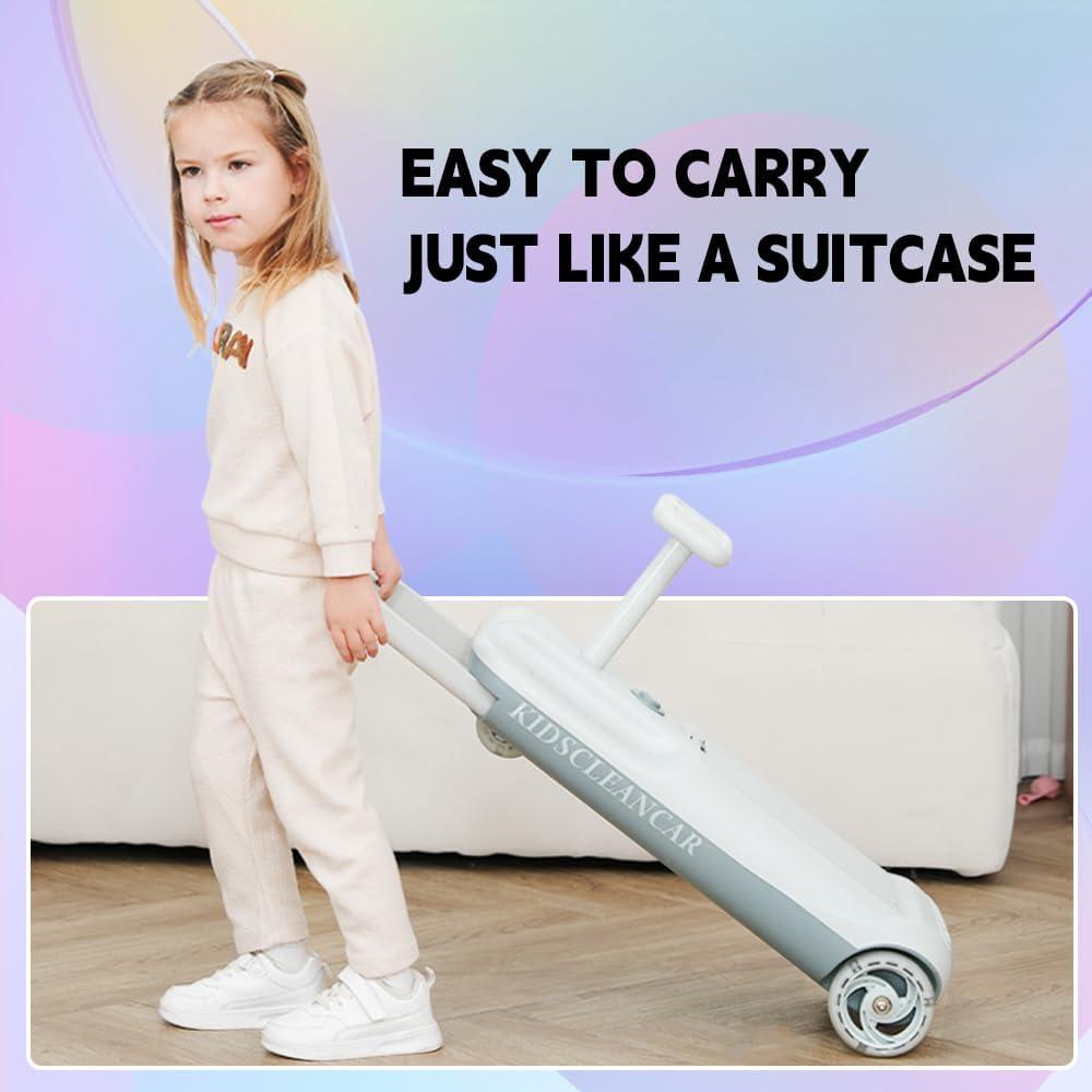 12V Ride-On Car with Cleaning Fun, 3 in 1 Gokart, Soft-Start, 5-Speed Adjustable, Detachable mop, Rechargeable Battery, 160lbs Capacity, Indoor & Outdoor for Kids Ages 3+ Gray