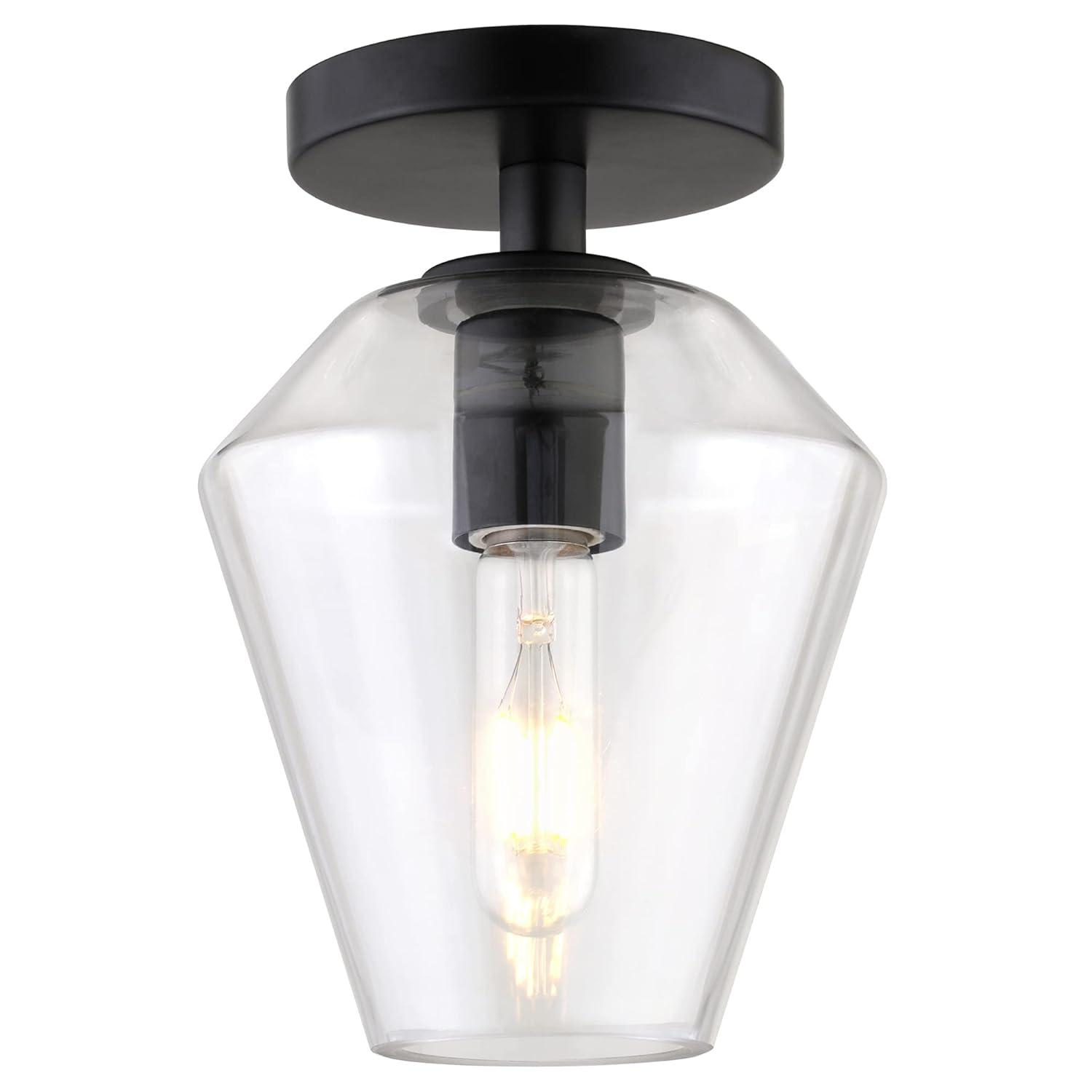 Evelyn&Zoe 7" Black Semi Flush Mount