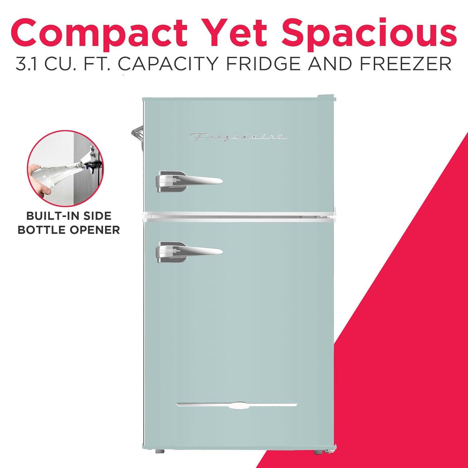 Frigidaire 3.2-Cu Ft. 2-Door Retro Compact Bar Fridge With Freezer And Side Bottle Opener