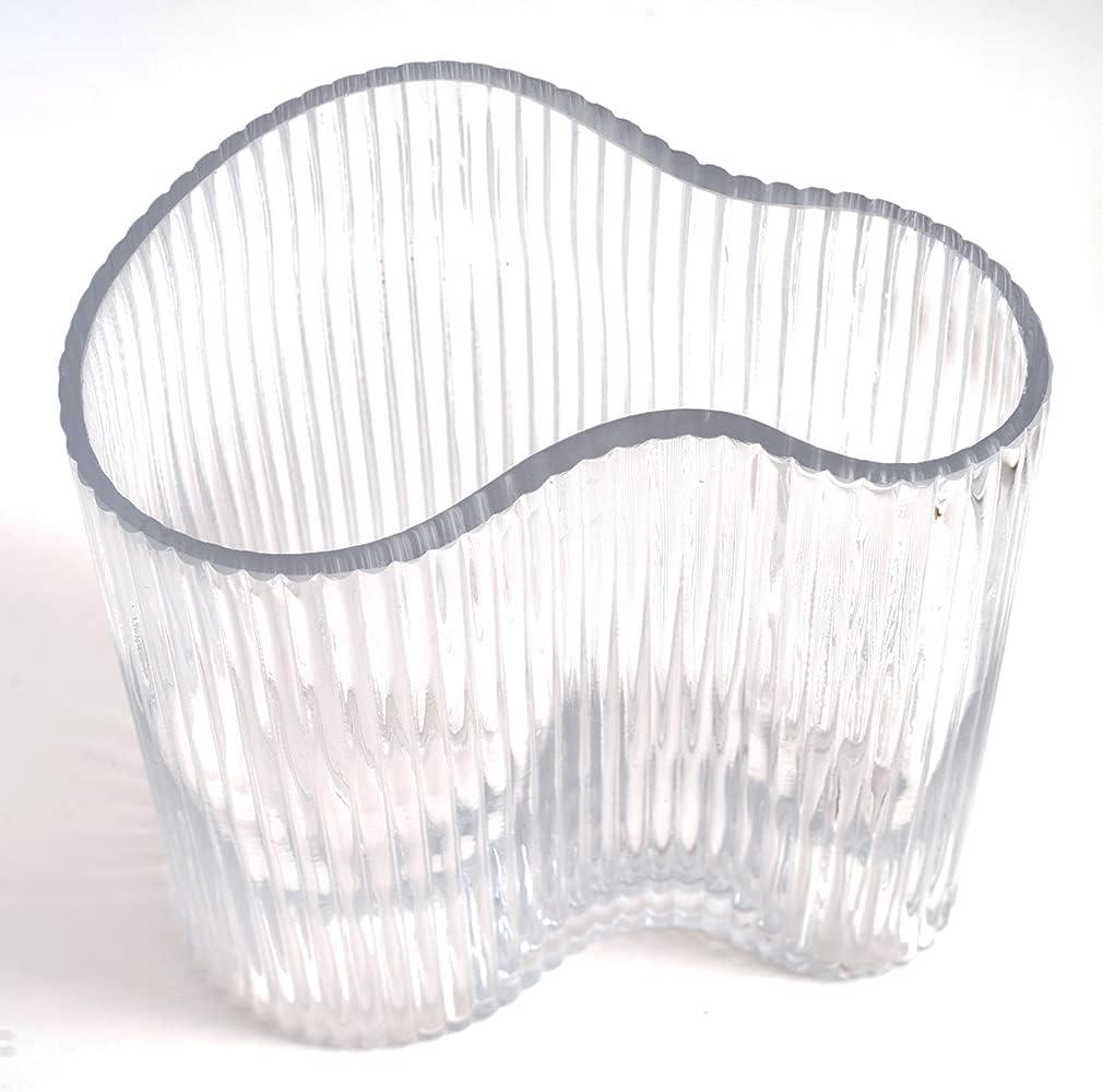 Clear Footprint Shape Glass Vase for Flowers 8.3 Inch