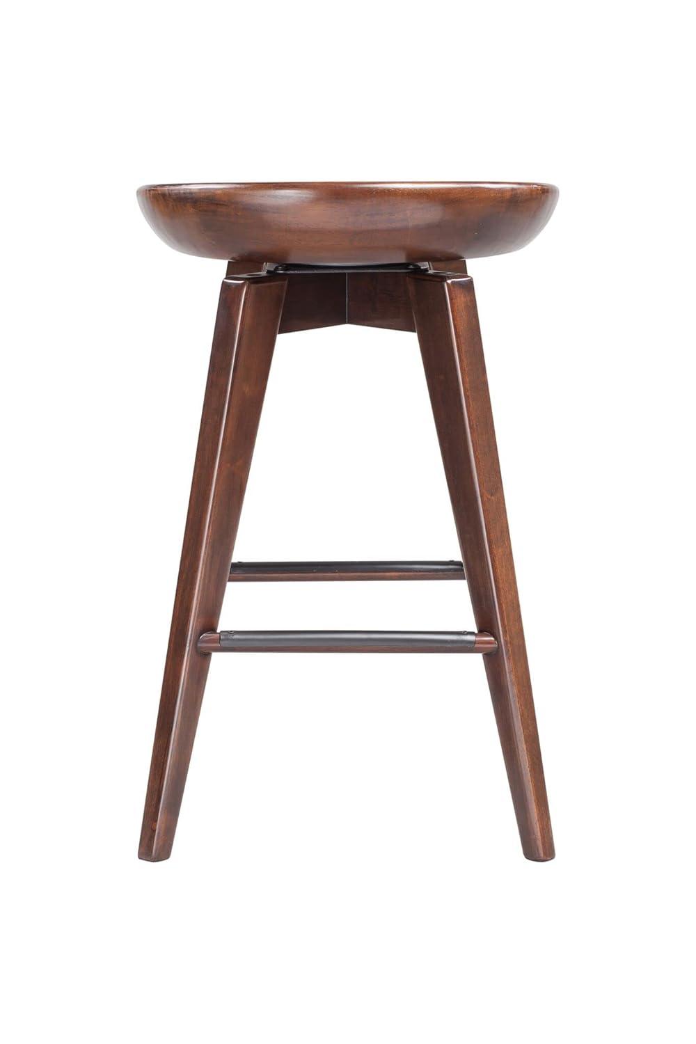 24" Bali Swivel Counter Height Barstool: Wood Frame, Backless - Boraam