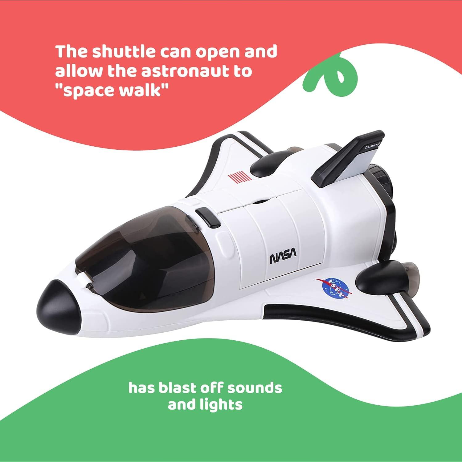 Space Shuttle Toy with Astronaut Figure, Lights Up with Light and Blast Off Sound Effects