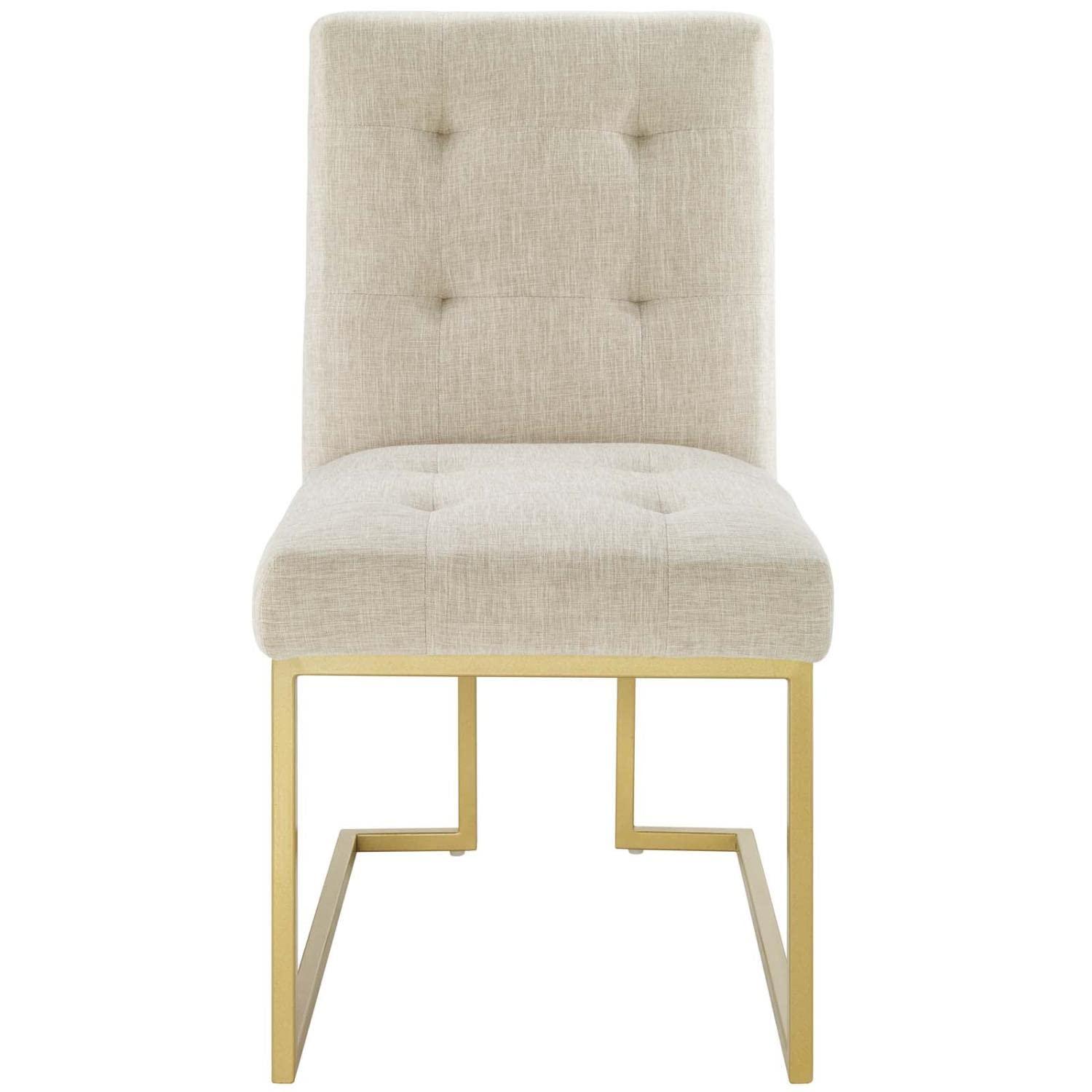 Modway Privy 18.5" Stainless Steel Polyester Dining Accent Chair in Gold/Beige