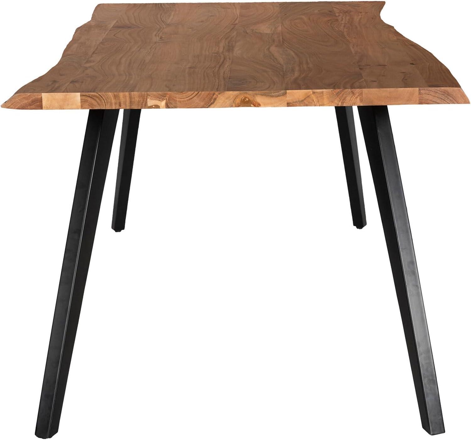 Porto 79" Black and Natural Contemporary Acacia Wood Dining Table