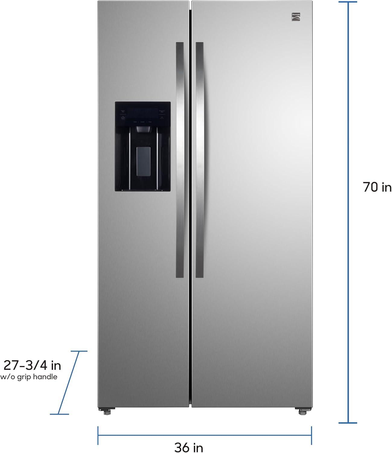 Kenmore 20 Cu. ft. 36-inch Depth Side-by-Side ENERGY STAR® Refrigerator/Freezer, Stainless Steel