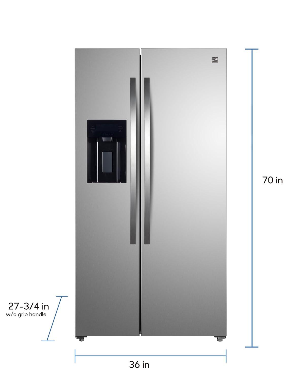 Kenmore 20 Cu. ft. 36-inch Depth Side-by-Side ENERGY STAR® Refrigerator/Freezer, Stainless Steel