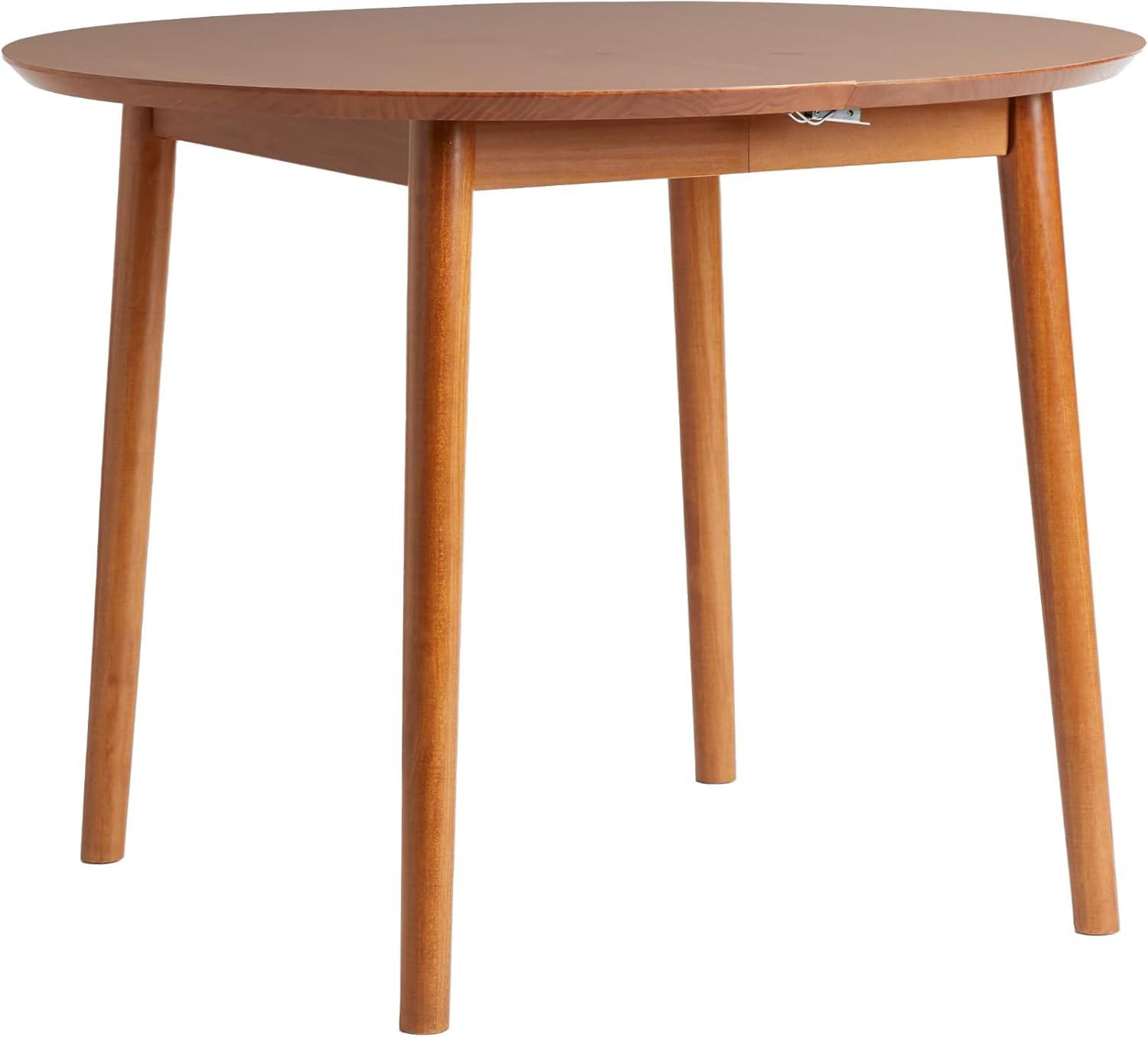 Walker Edison Mid-Century Solid Wood Oval Dining Table, Caramel